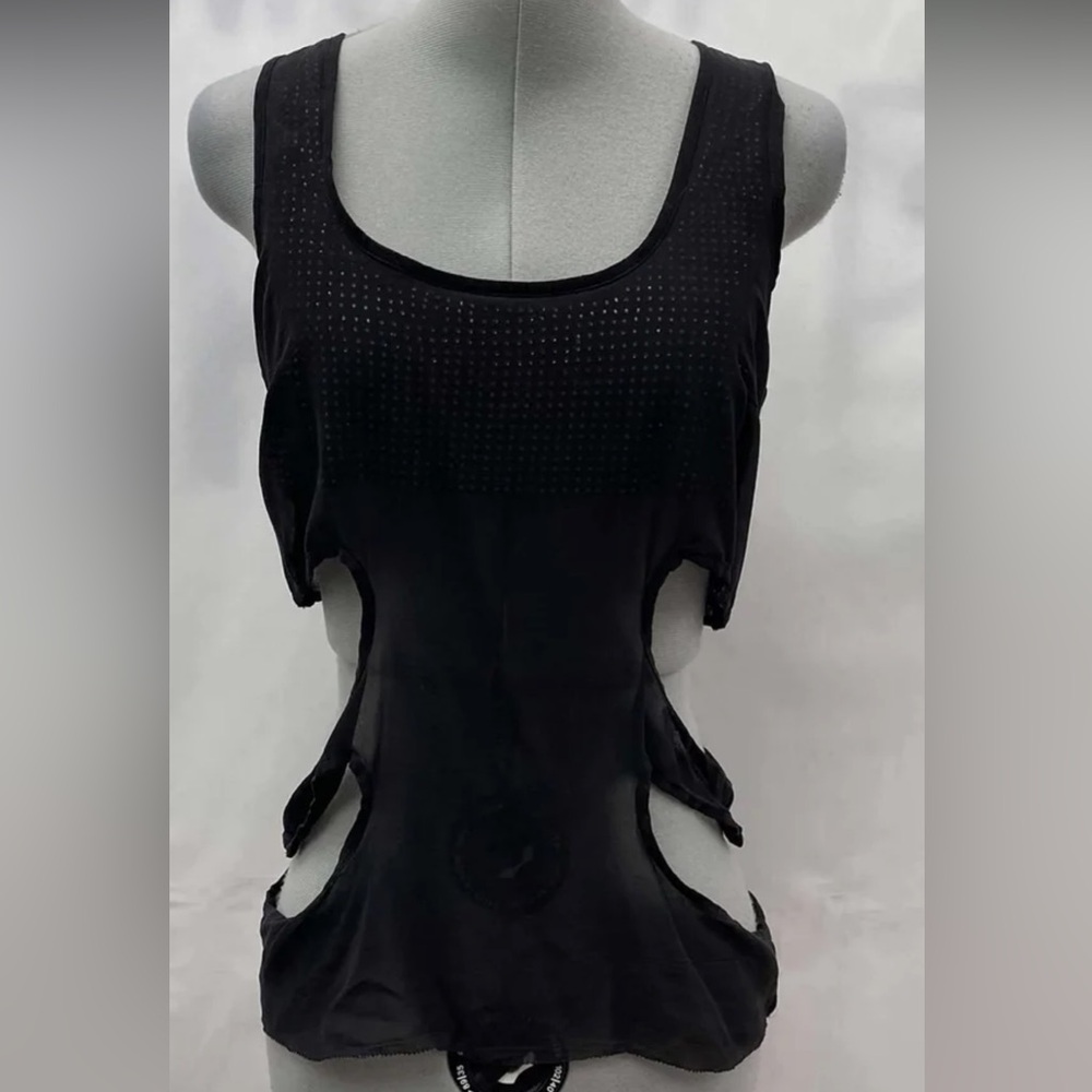 SHERI BODELL Silk Chiffon Rhinestone Cutout Sleeveless Designer Designer Top